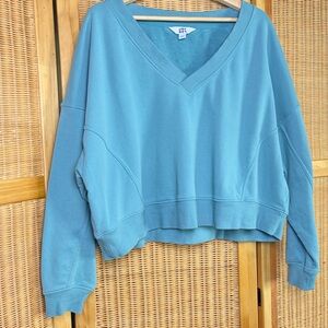 Blue V-Neck Cropped Joy Lab Sweatshirt size XL